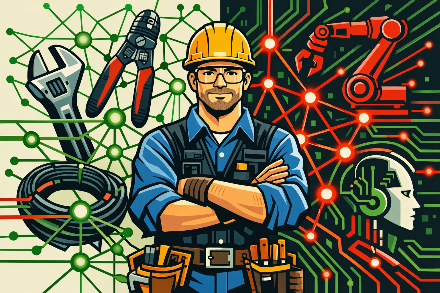 AI Tools for Trades Marketing: They're Not Replacing You. They're Filling Your Schedule. | Marquis Davis service illustration